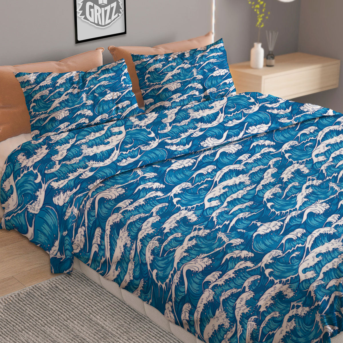 Star Of David Flaming Print Duvet Cover Bedding Set