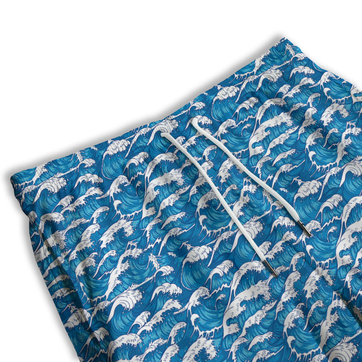 Surfing Wave Blue Print Pattern Men's Athletic Shorts