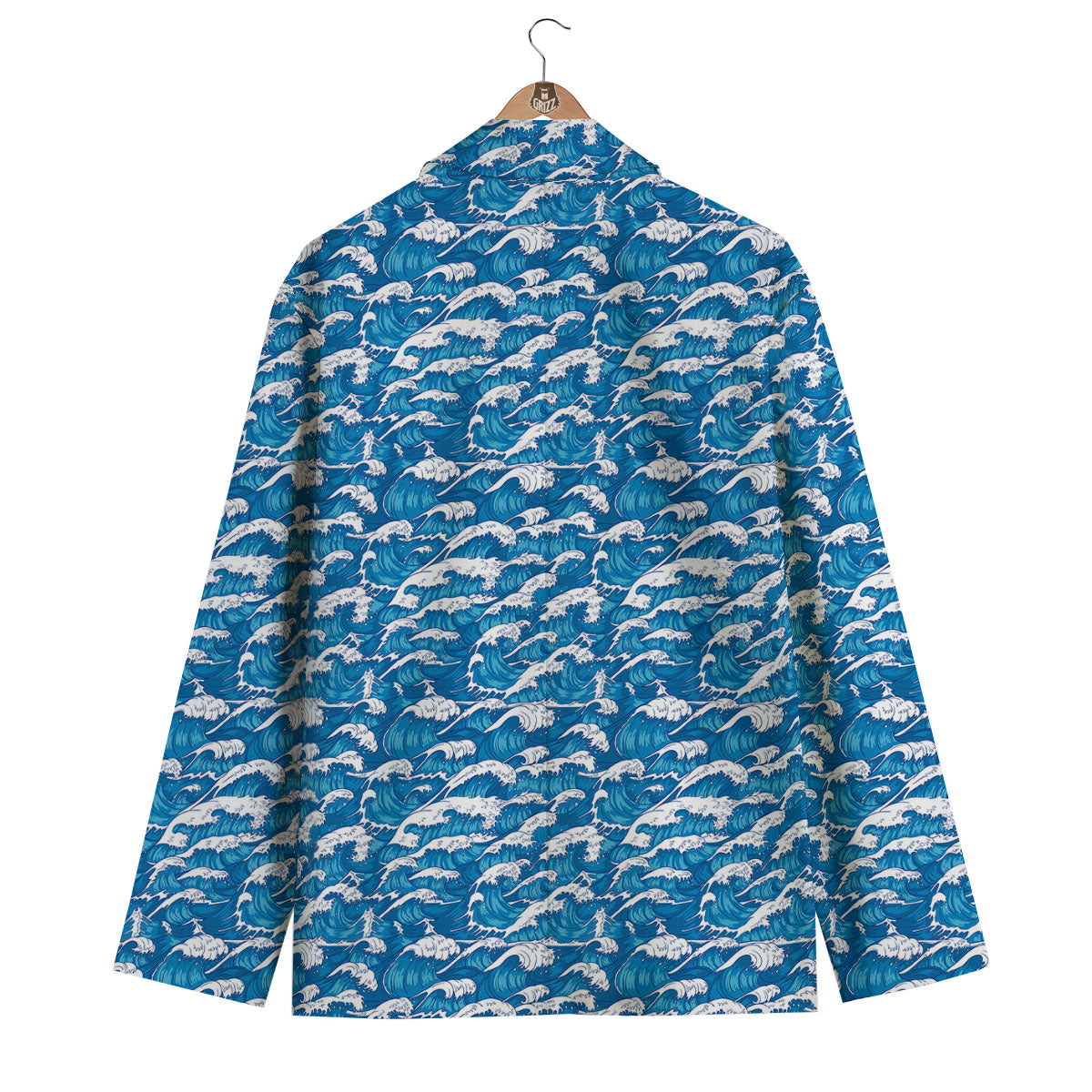 Surfing Wave Blue Print Pattern Men's Blazer-grizzshop
