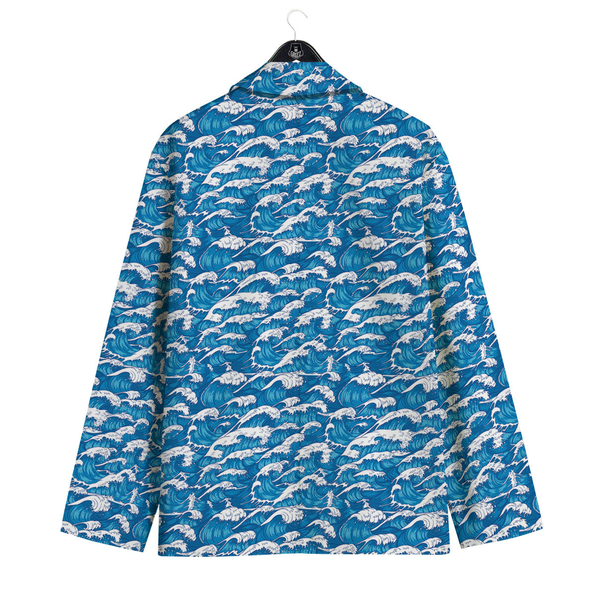 Surfing Wave Blue Print Pattern Men's Sport Coat-grizzshop