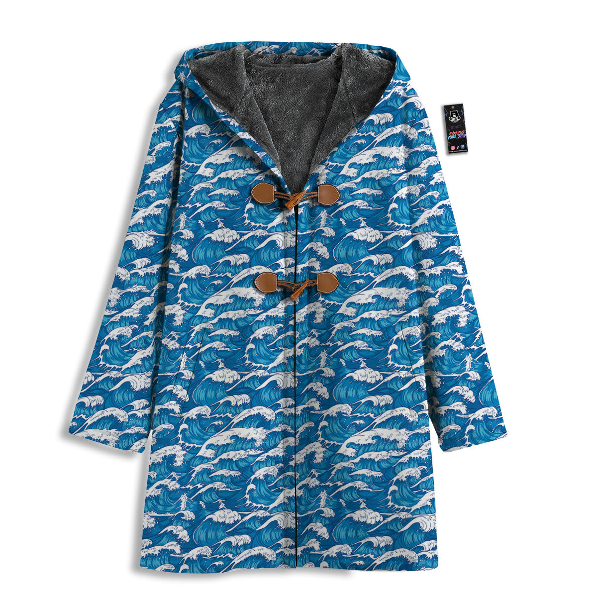 Surfing Wave Blue Print Pattern Men's Windbreaker Jacket-grizzshop