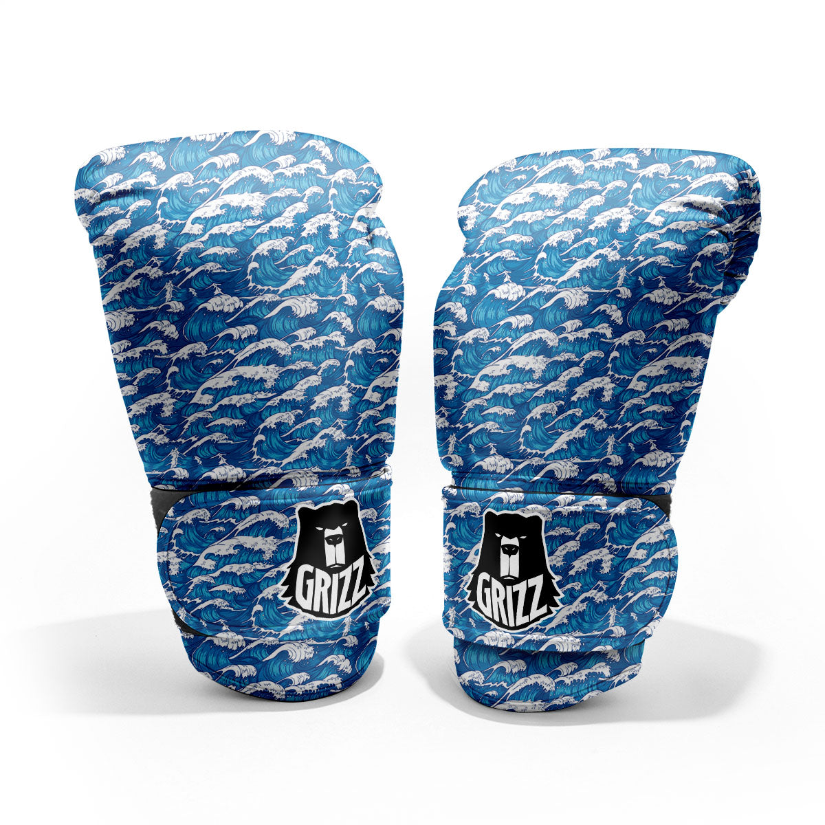 Surfing Wave Blue Print Pattern Pro Boxing Glove