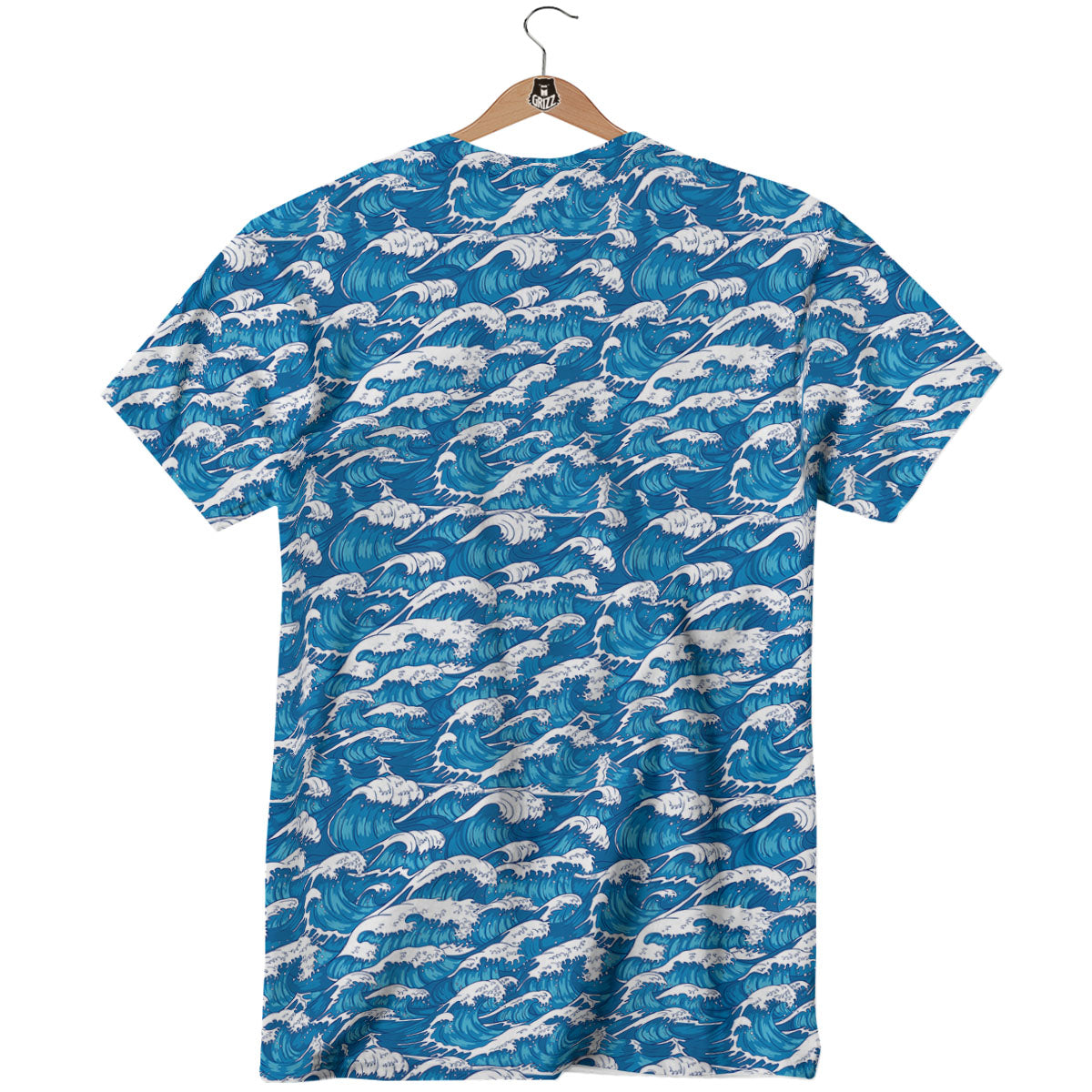 Surfing Wave Blue Print Pattern T-Shirt-grizzshop