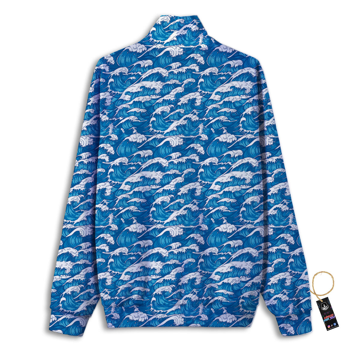 Surfing Wave Blue Print Pattern Track Jacket-grizzshop