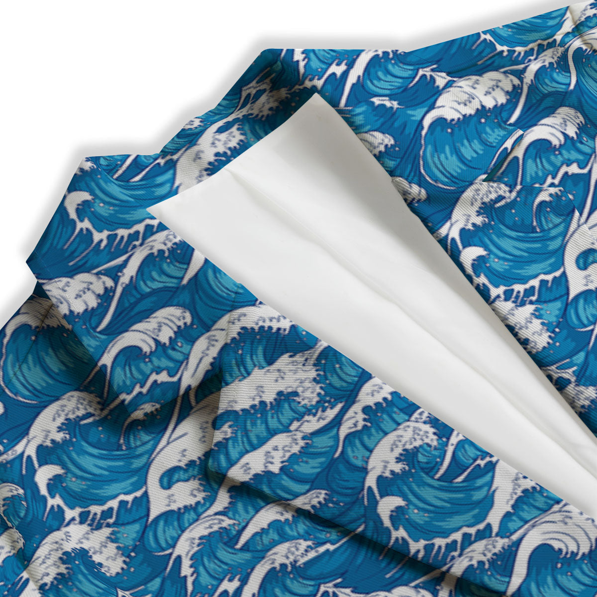 Surfing Wave Blue Print Pattern Women's Blazer-grizzshop