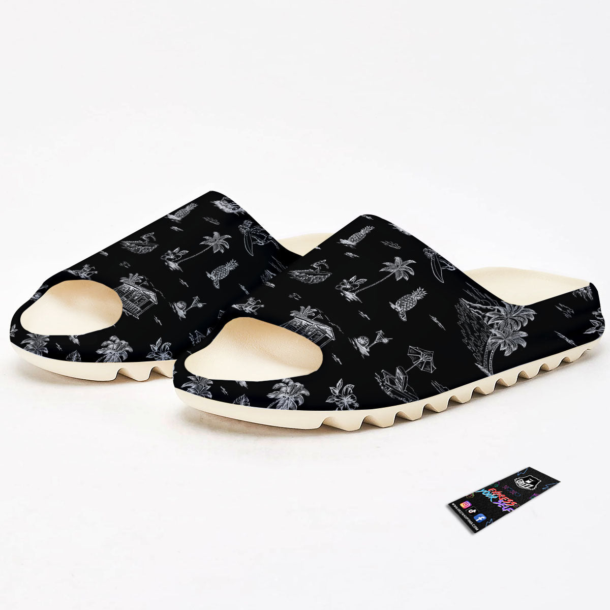 Surfing Black White Print Pattern Sandals-grizzshop