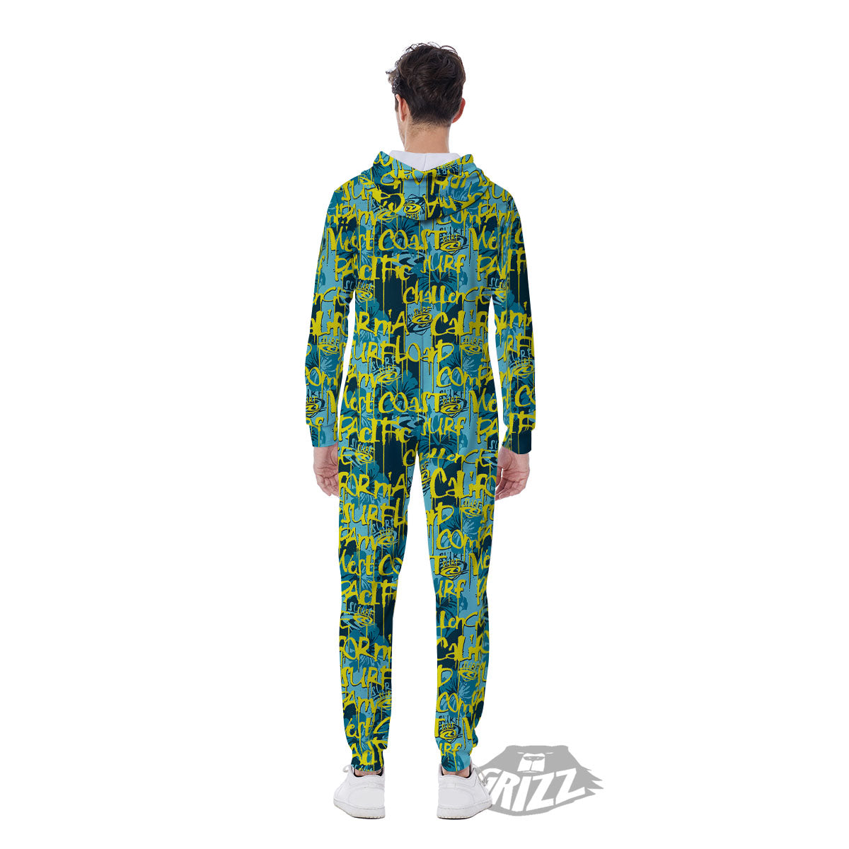 Surfing Graffiti Print Pattern Men's Jumpsuit-grizzshop