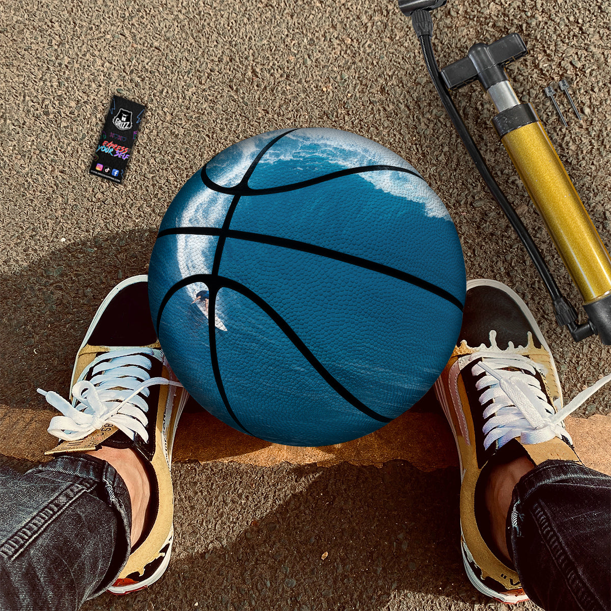 Surfing On Sea Print Basketball