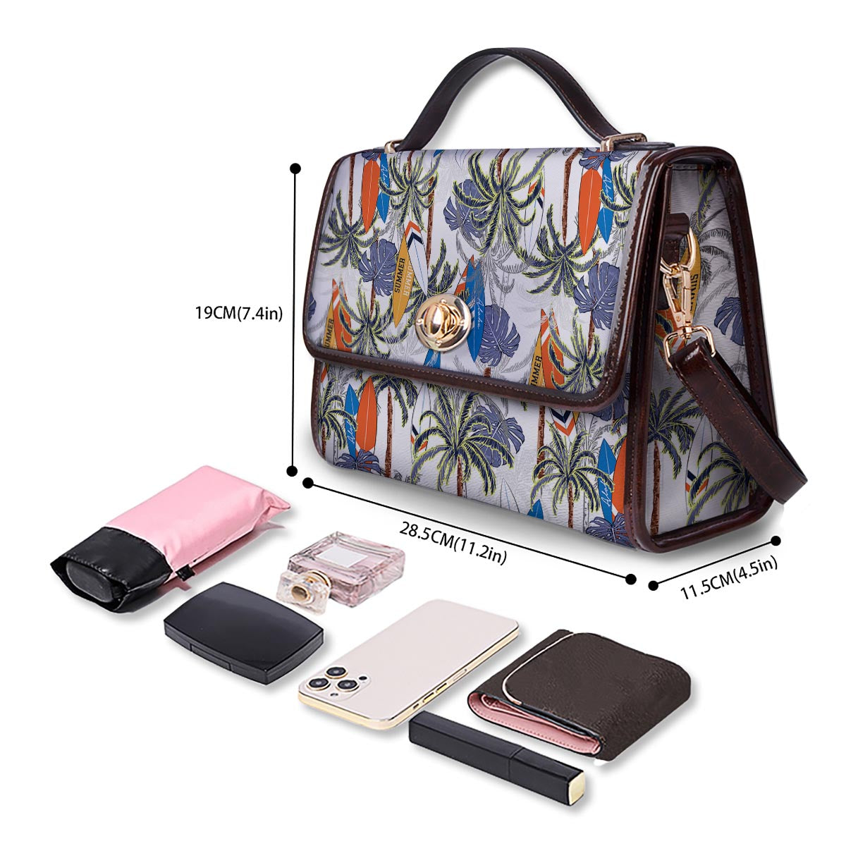 Surfing Summer Print Pattern Women's Satchel Bag