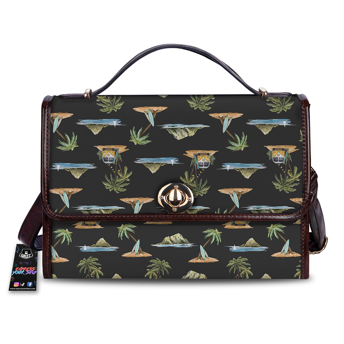 Surfing Watercolor Print Pattern Women's Satchel Bag