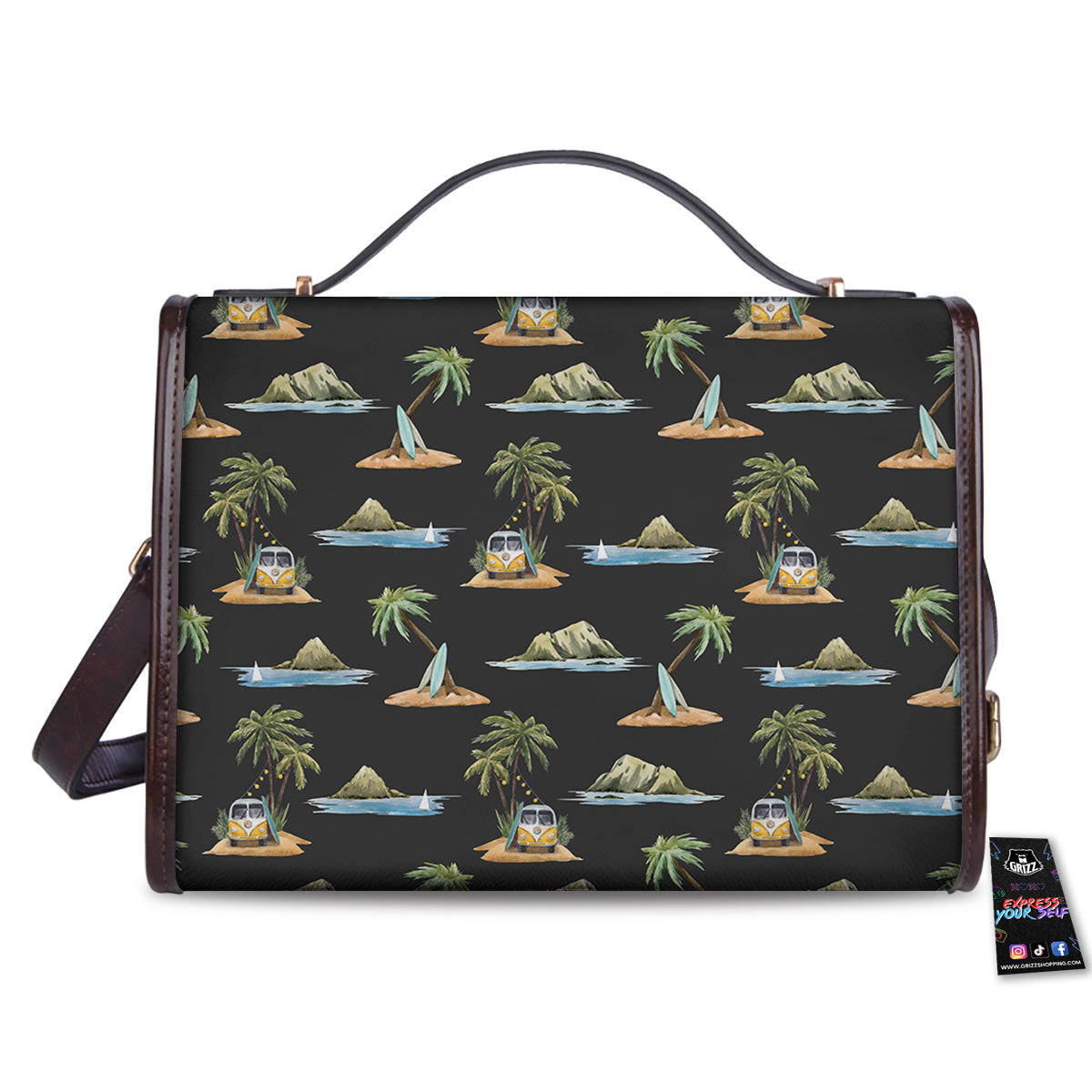 Surfing Watercolor Print Pattern Women's Satchel Bag