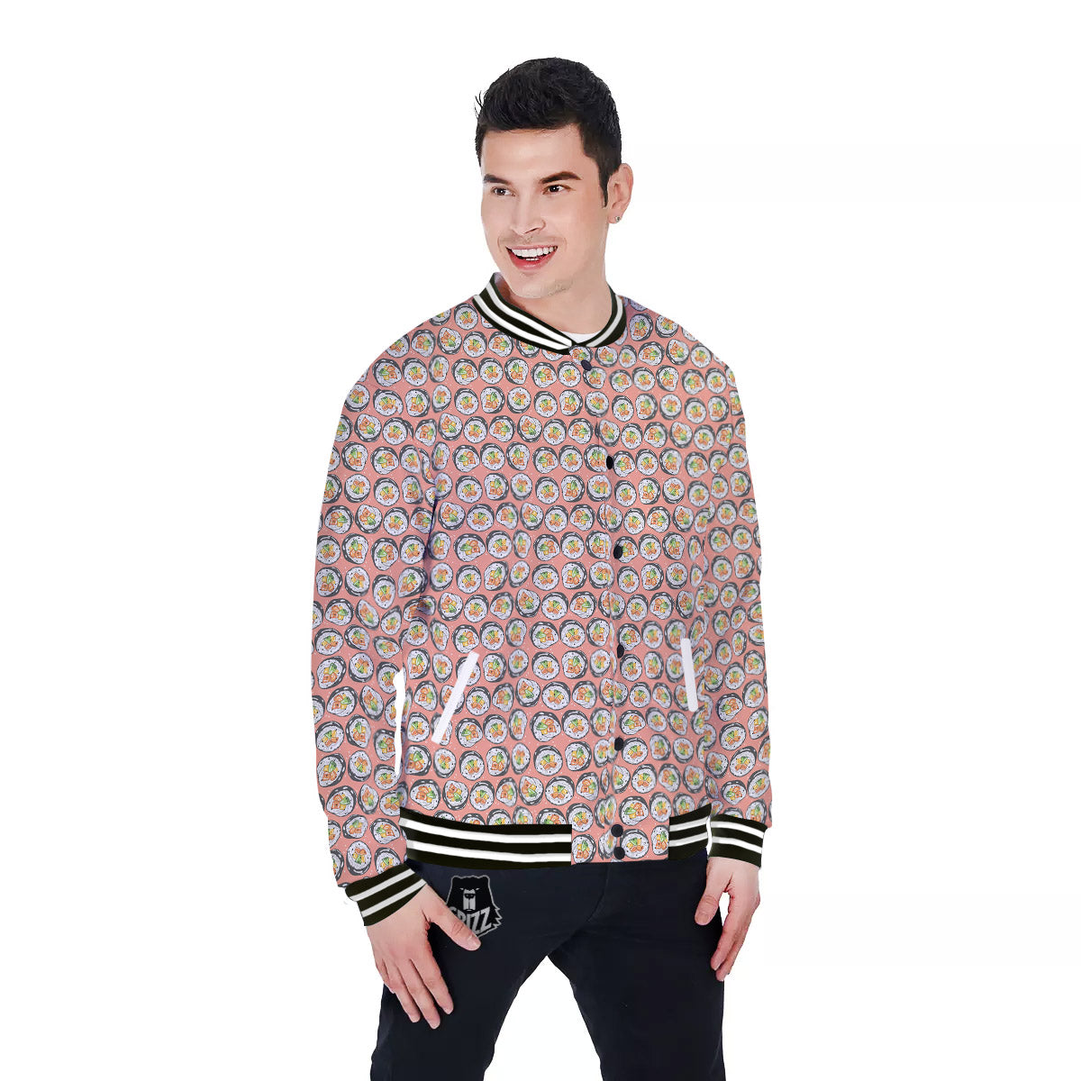 Sushi Colorful Print Pattern Baseball Jacket-grizzshop
