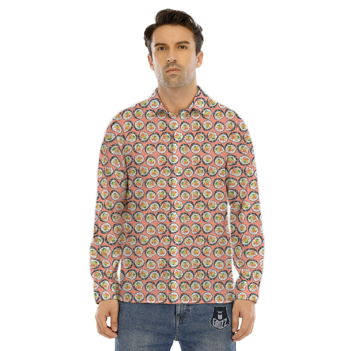 Sushi Colorful Print Pattern Men's Dress Shirts-grizzshop