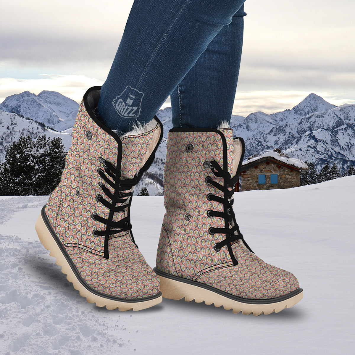 Sushi Colorful Print Pattern Snow Boots-grizzshop