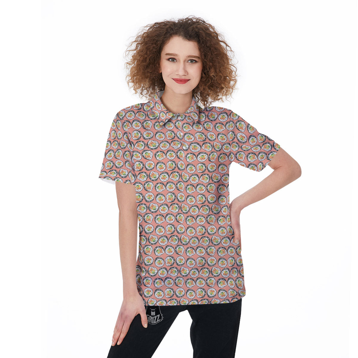Sushi Colorful Print Pattern Women's Golf Shirts-grizzshop