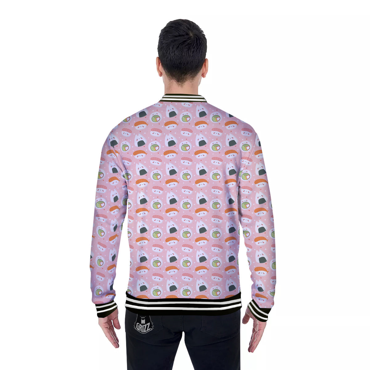 Sushi Cute Japanese Print Pattern Baseball Jacket-grizzshop