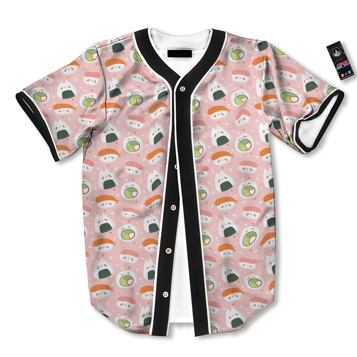 Sushi Cute Japanese Print Pattern Baseball Jersey-grizzshop