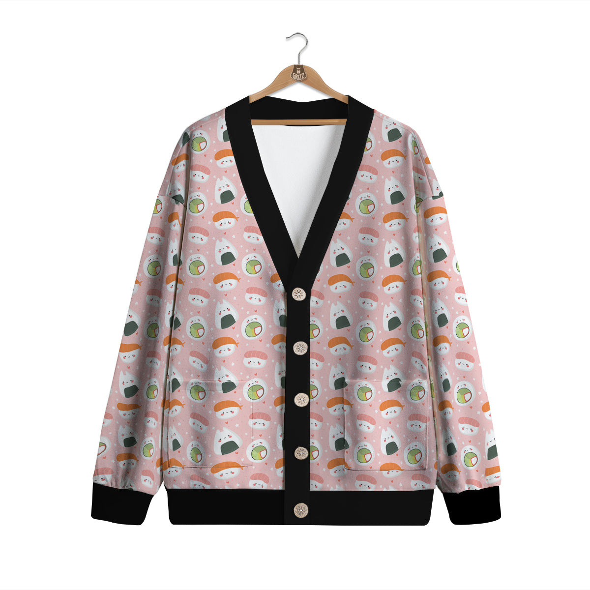 Sushi Cute Japanese Print Pattern Cardigan-grizzshop