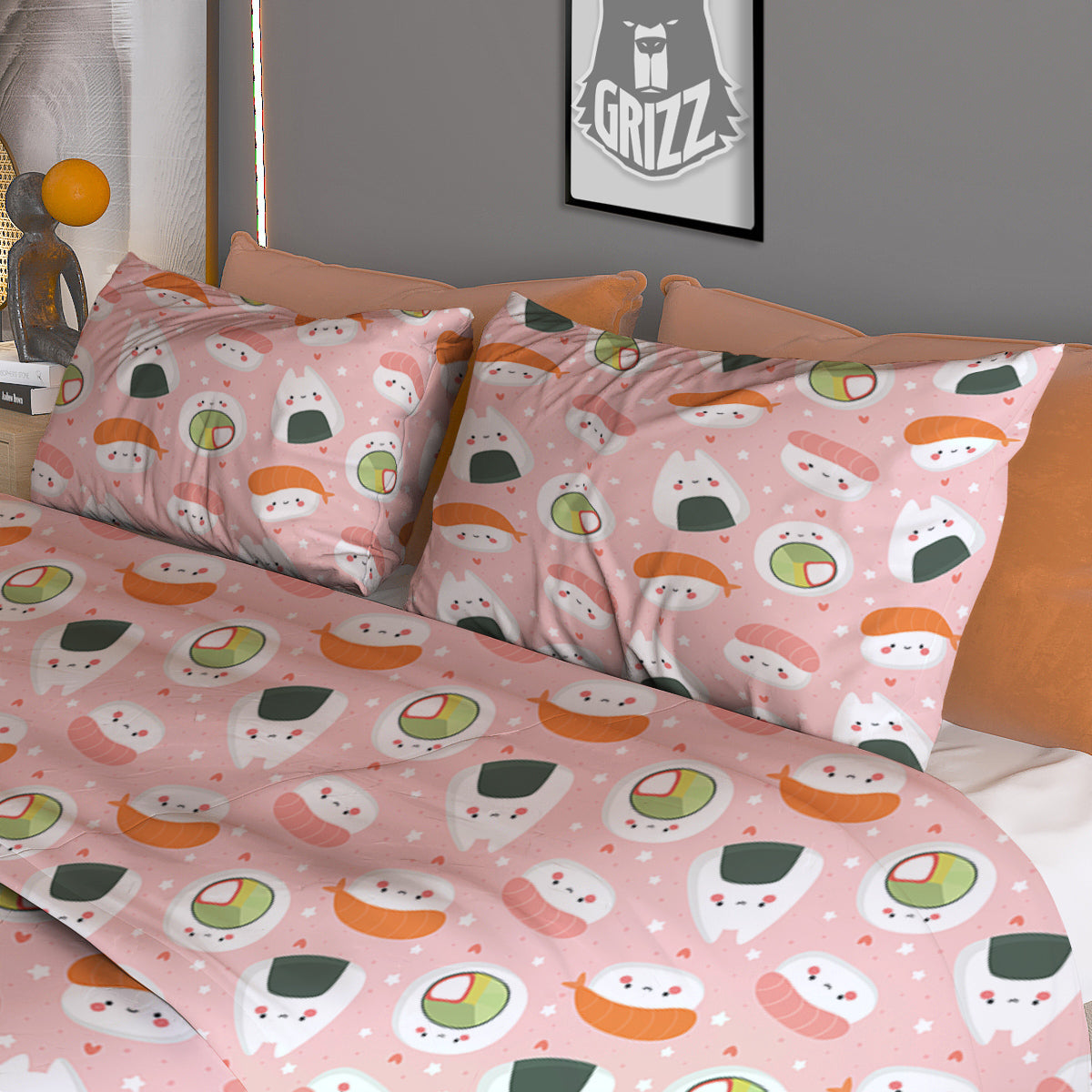 Sushi Cute Japanese Print Pattern Duvet Cover Bedding Set