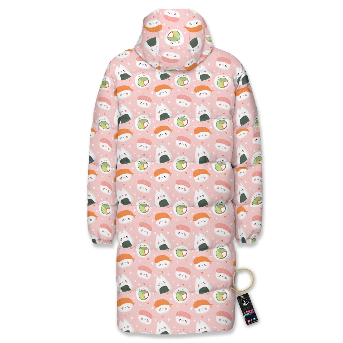Sushi Cute Japanese Print Pattern Long Down Jacket-grizzshop