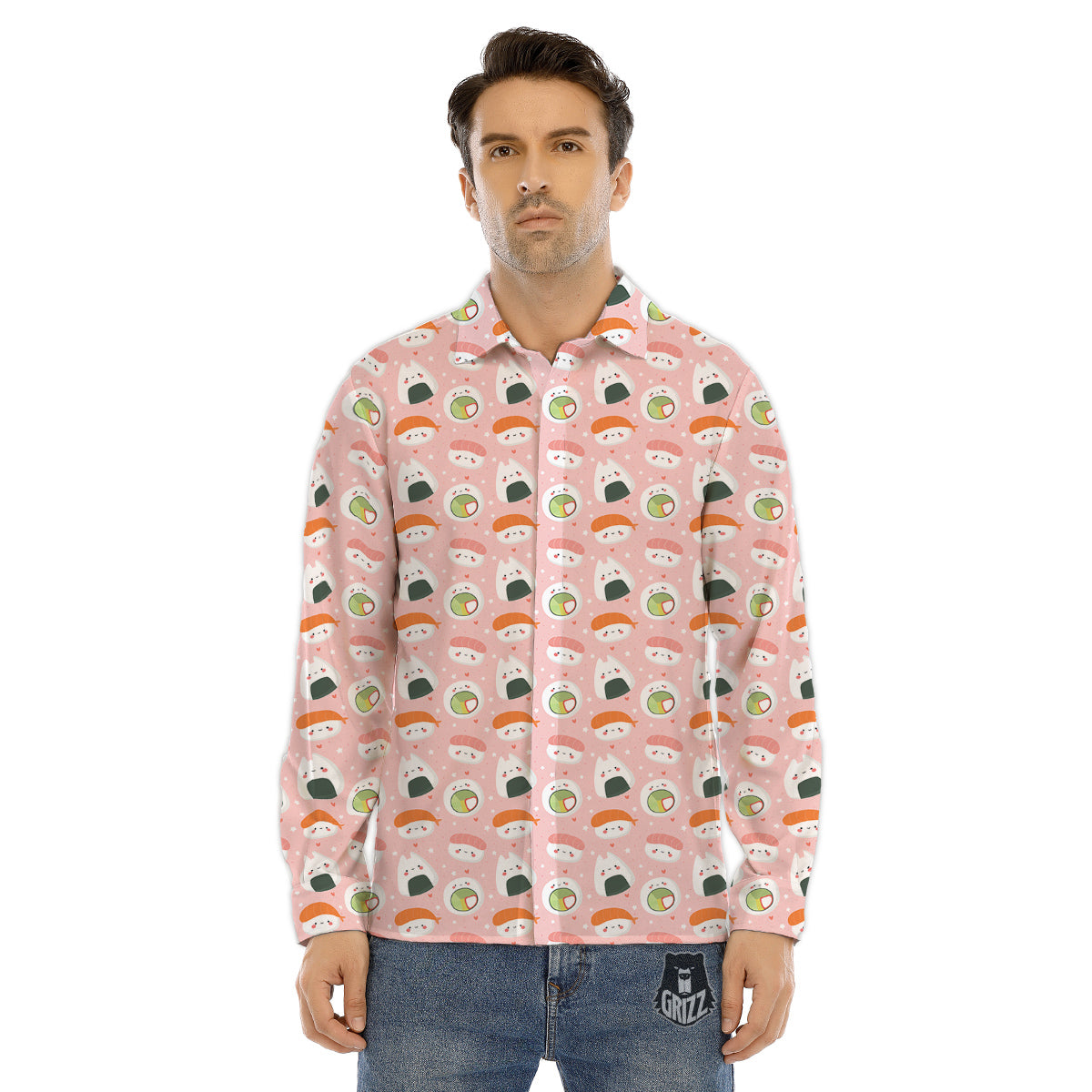 Sushi Cute Japanese Print Pattern Men's Dress Shirts-grizzshop
