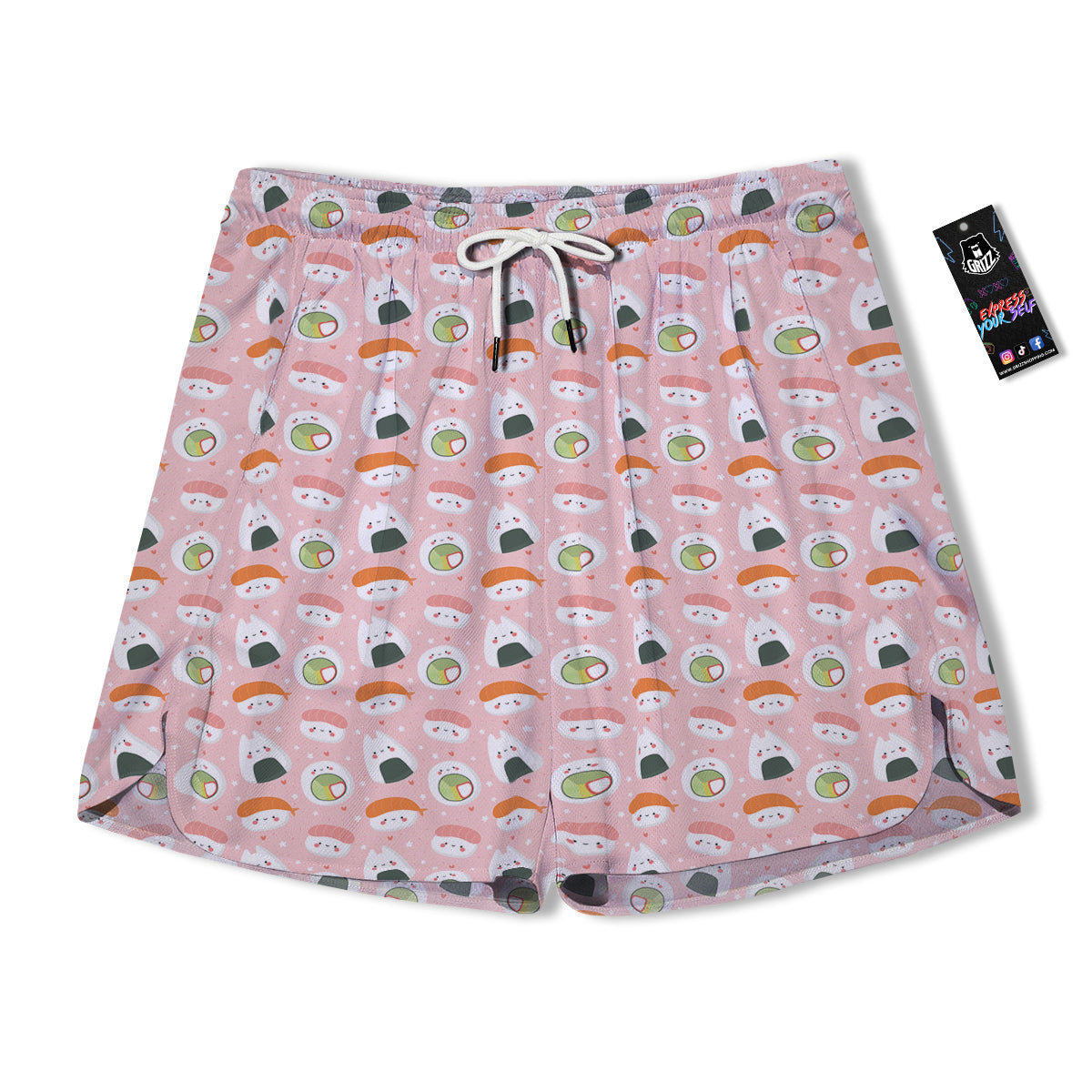 Sushi Cute Japanese Print Pattern Men's Running Shorts-grizzshop