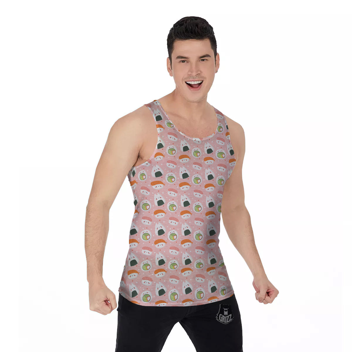 Sushi Cute Japanese Print Pattern Men's Tank Top-grizzshop