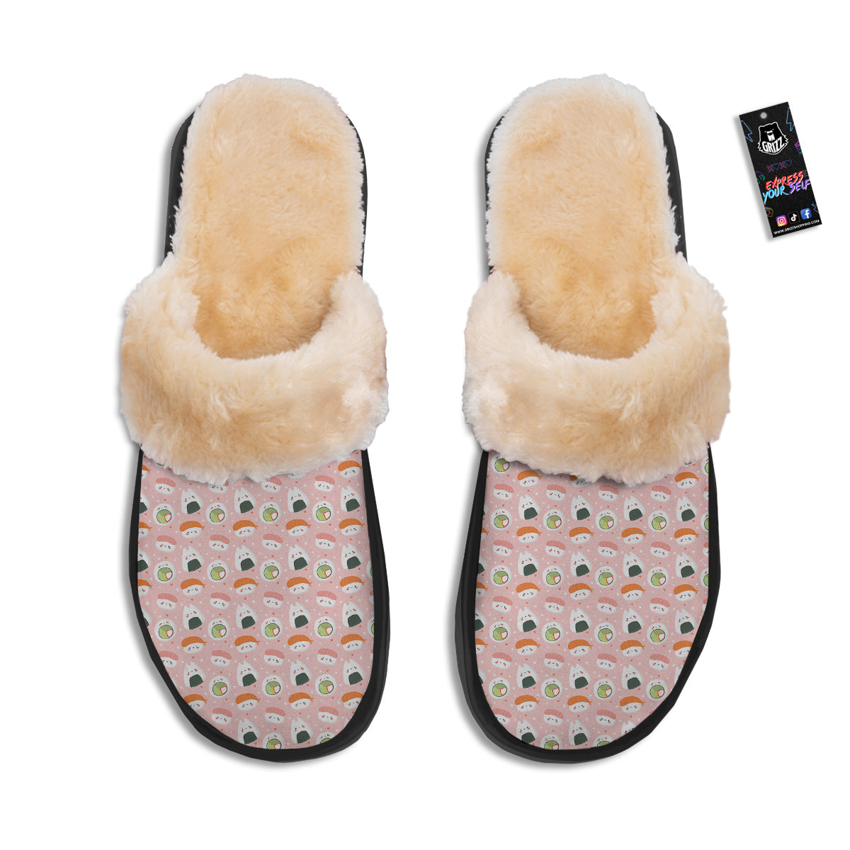 Sushi Cute Japanese Print Pattern Slippers-grizzshop