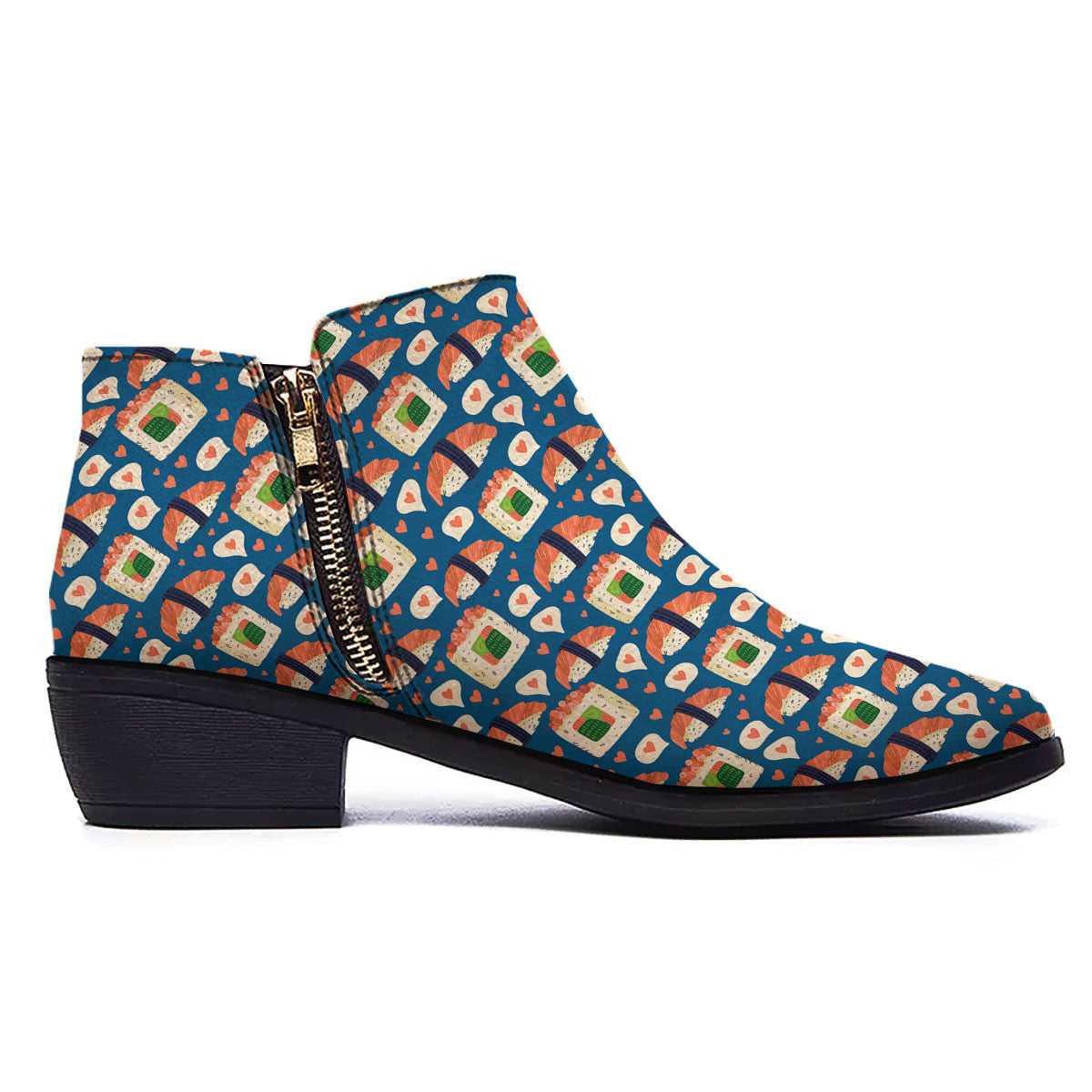 Sushi Doodle Japanese Print Pattern Ankle Boots-grizzshop
