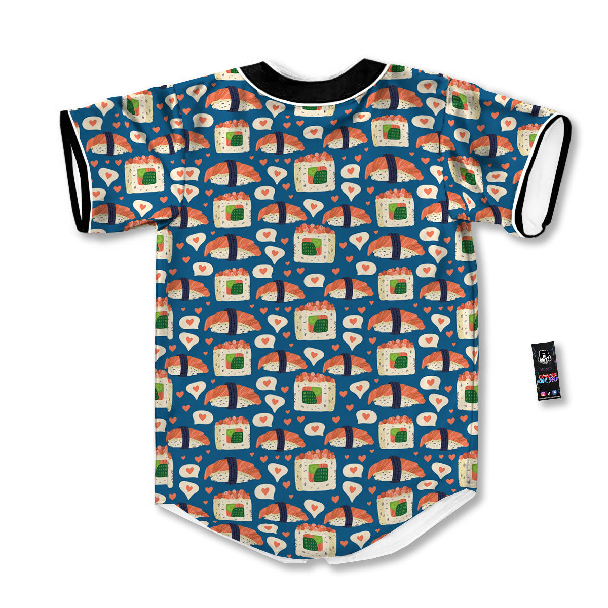 Sushi Doodle Japanese Print Pattern Baseball Jersey-grizzshop