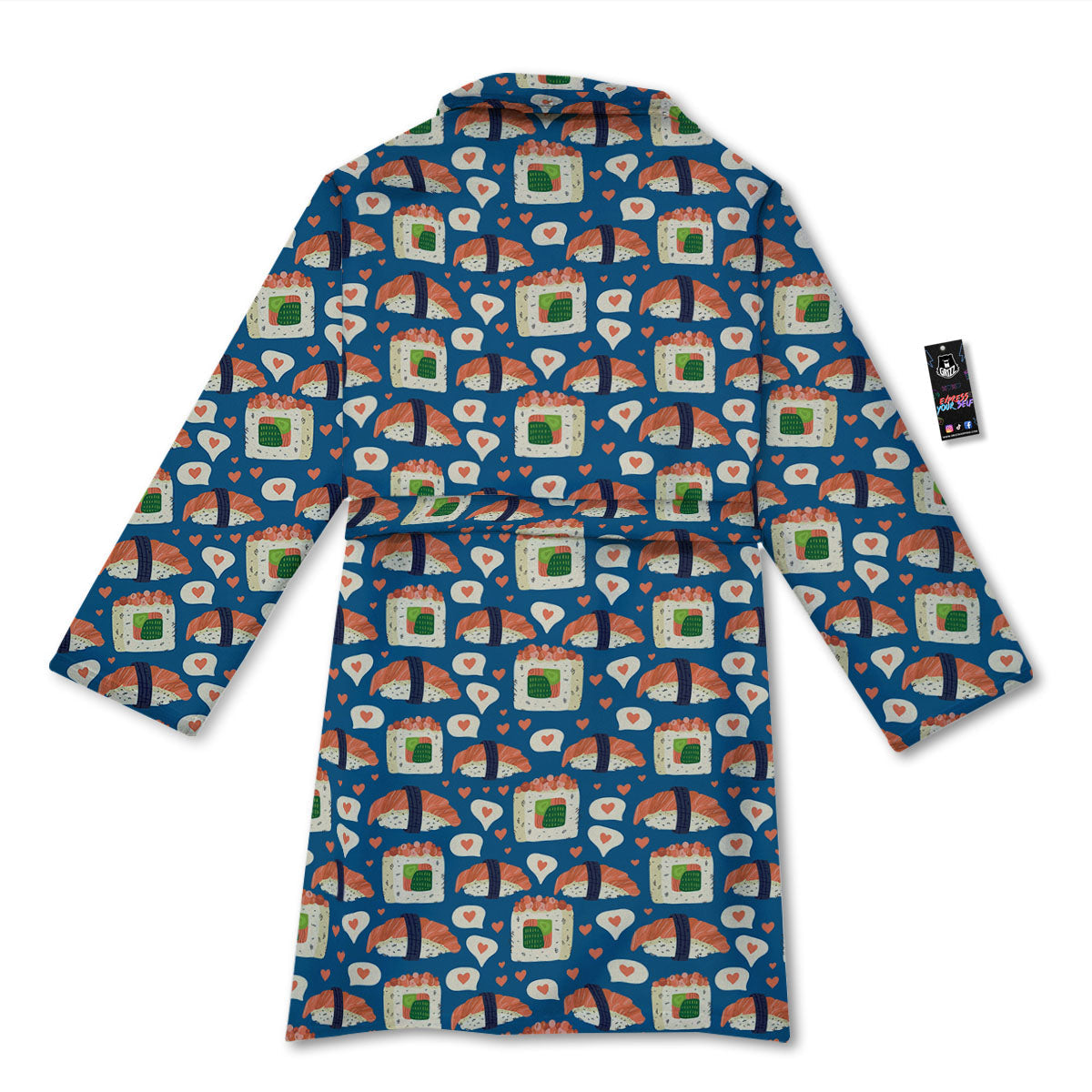 Sushi Doodle Japanese Print Pattern Bathrobe-grizzshop