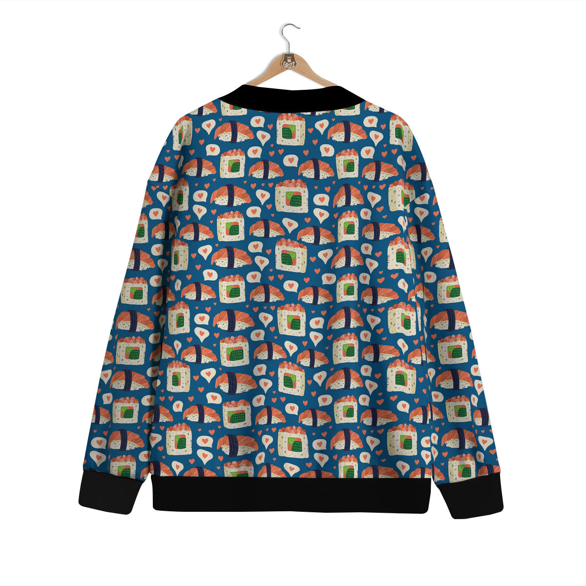 Sushi Doodle Japanese Print Pattern Cardigan-grizzshop