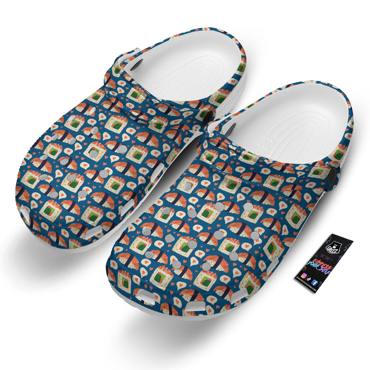Sushi Doodle Japanese Print Pattern Clog-grizzshop