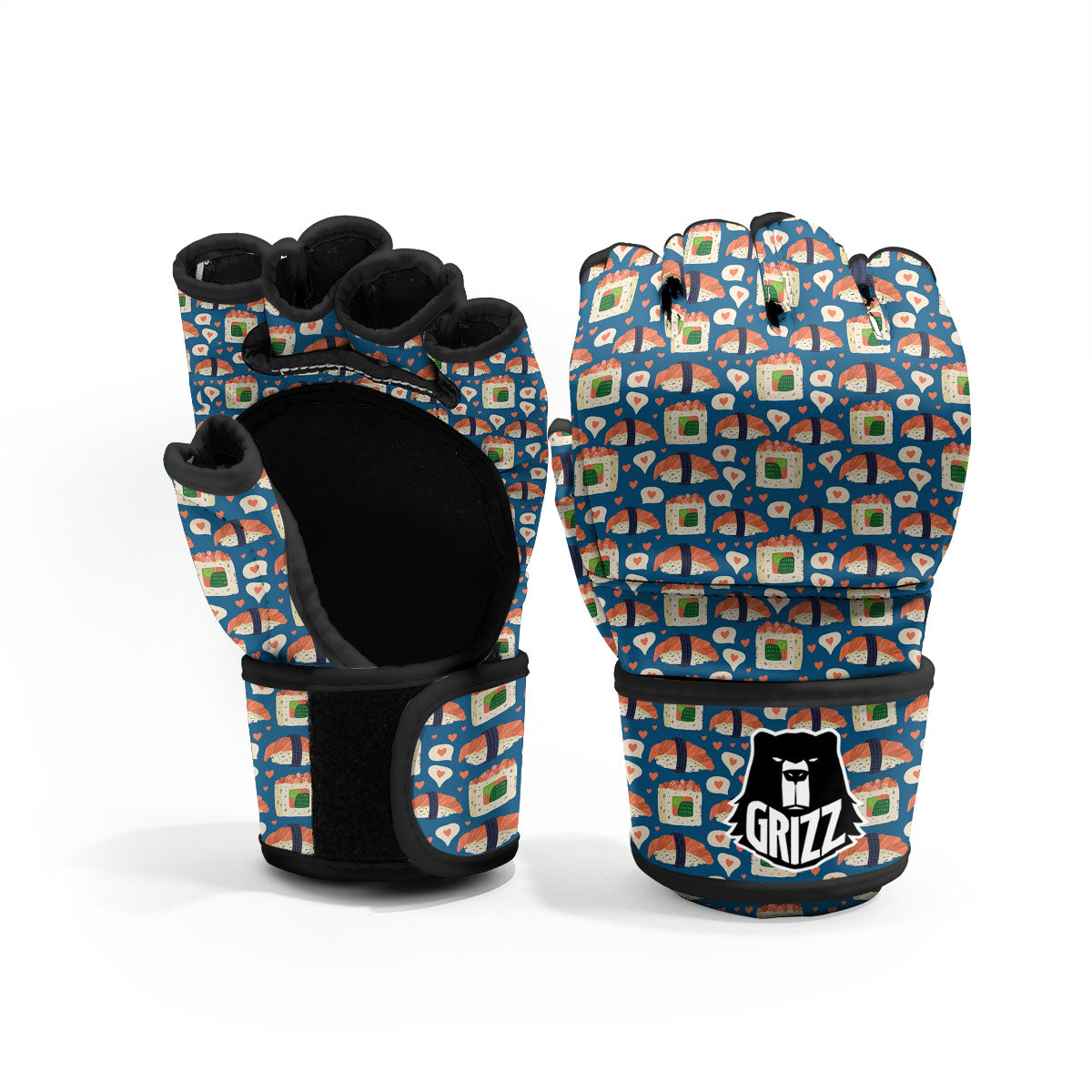 Sushi Doodle Japanese Print Pattern MMA Gloves-grizzshop