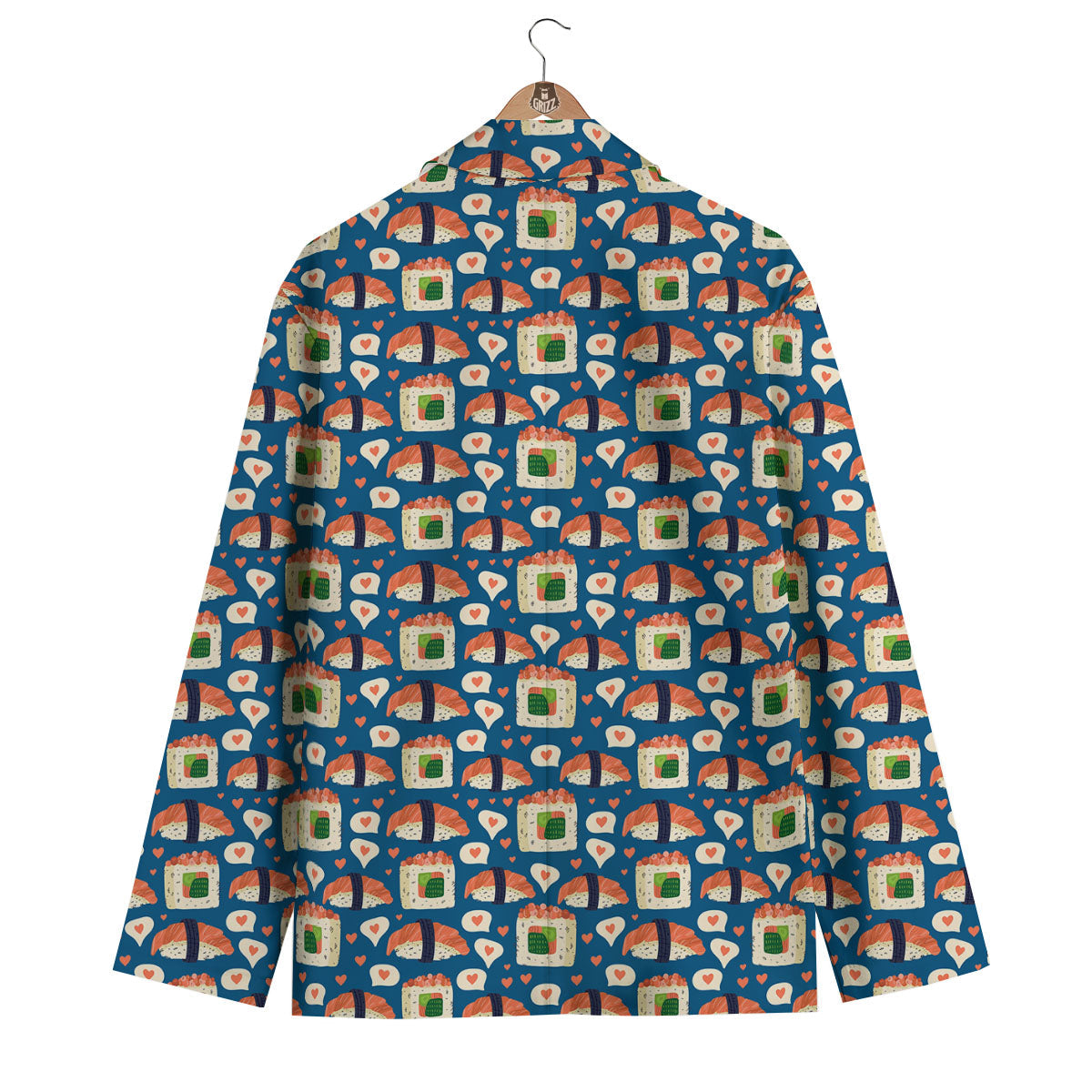 Sushi Doodle Japanese Print Pattern Men's Blazer-grizzshop