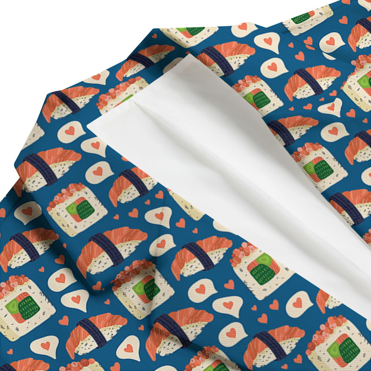 Sushi Doodle Japanese Print Pattern Men's Blazer-grizzshop