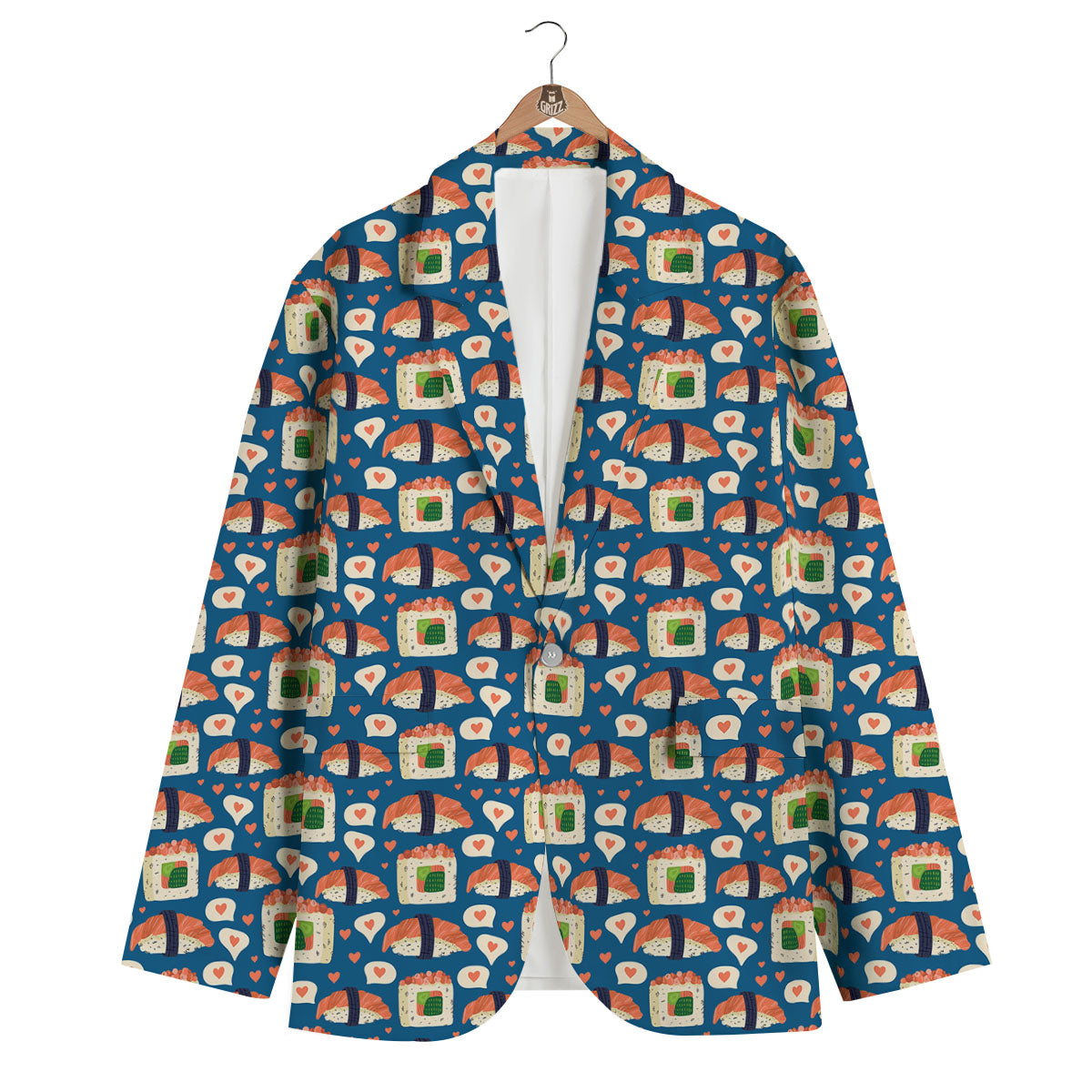 Sushi Doodle Japanese Print Pattern Men's Blazer-grizzshop