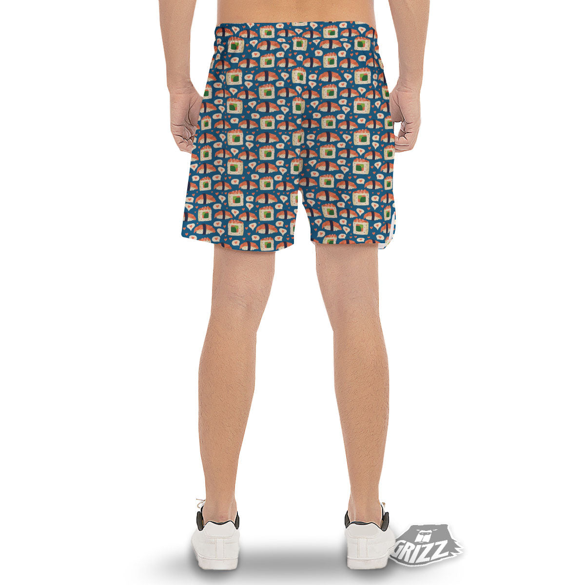 Sushi Doodle Japanese Print Pattern Men's Gym Shorts-grizzshop