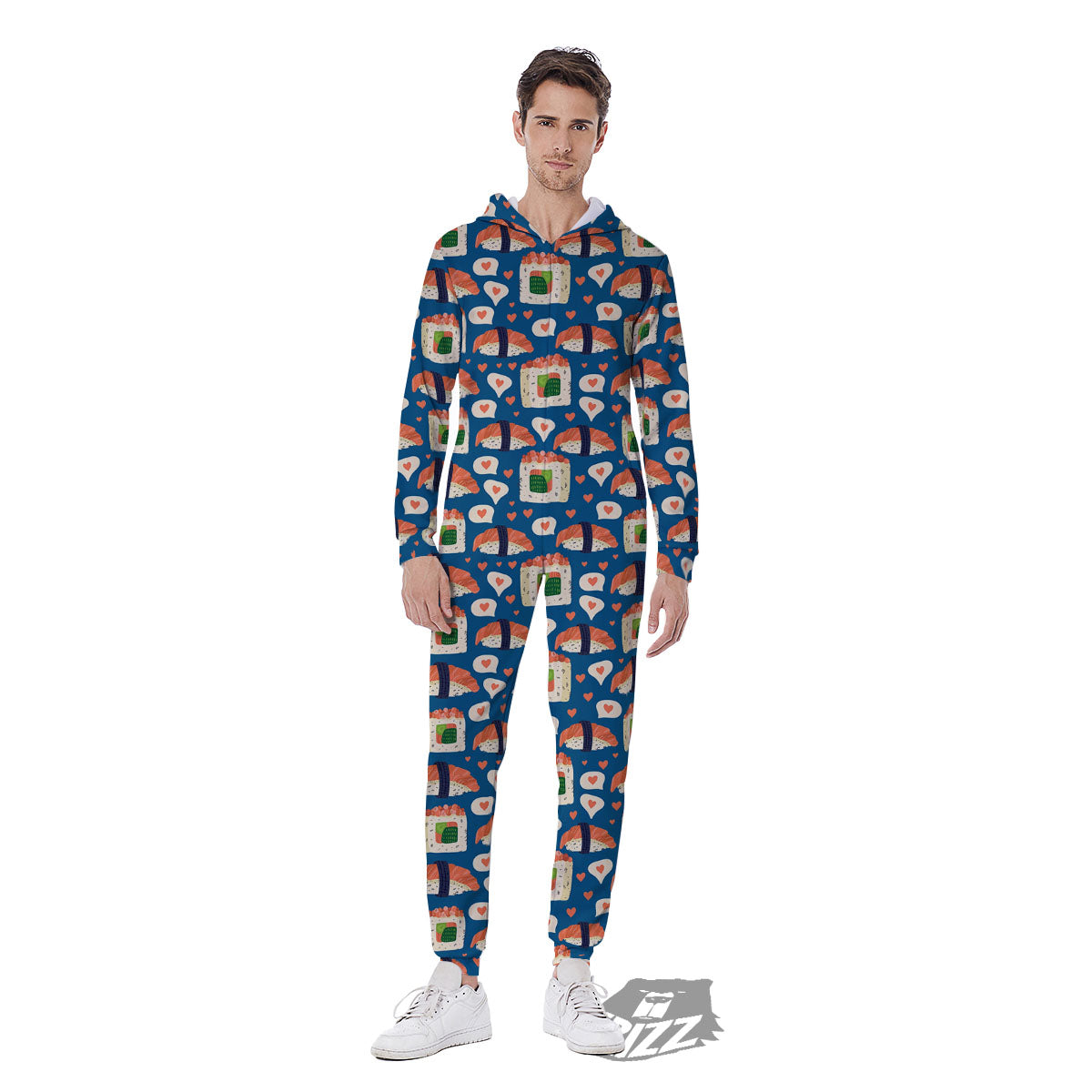 Sushi Doodle Japanese Print Pattern Men's Jumpsuit-grizzshop