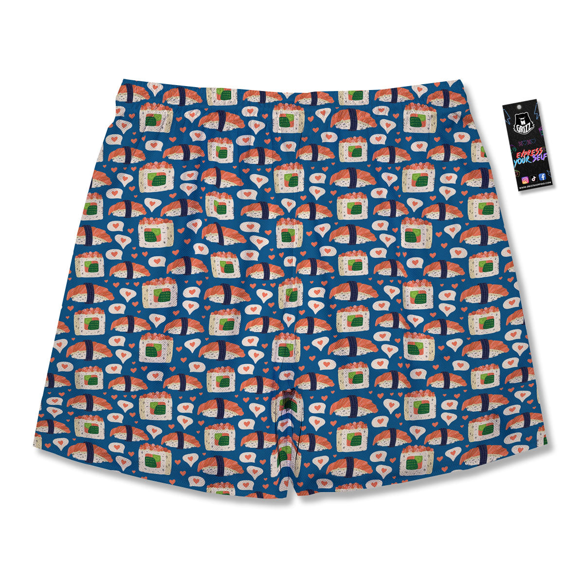 Sushi Doodle Japanese Print Pattern Men's Running Shorts-grizzshop