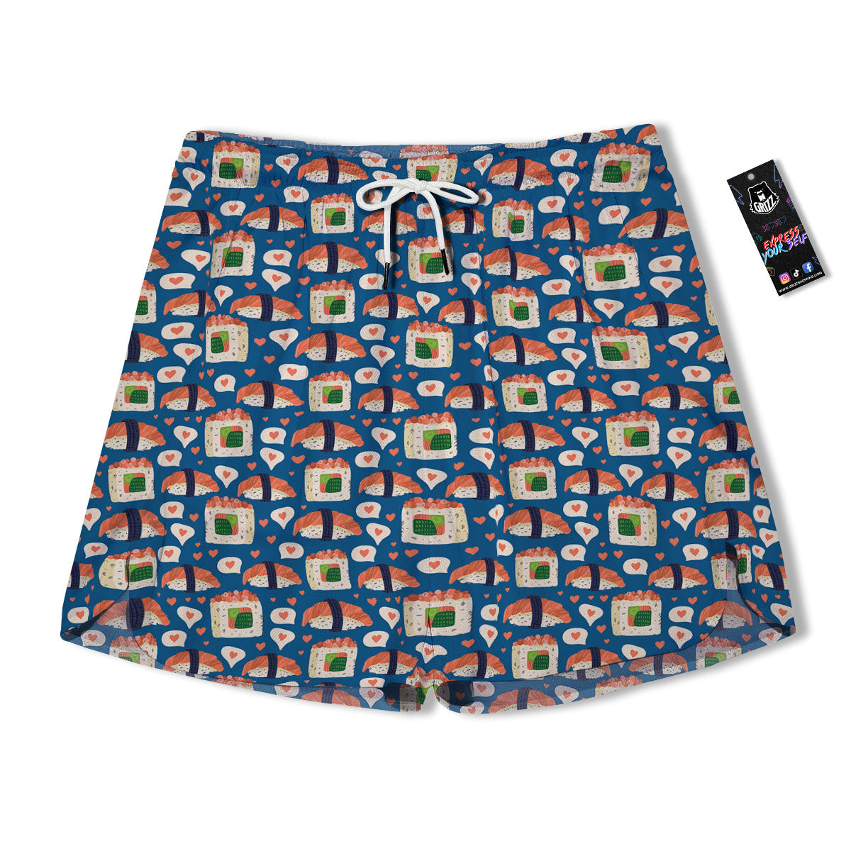 Sushi Doodle Japanese Print Pattern Men's Running Shorts-grizzshop