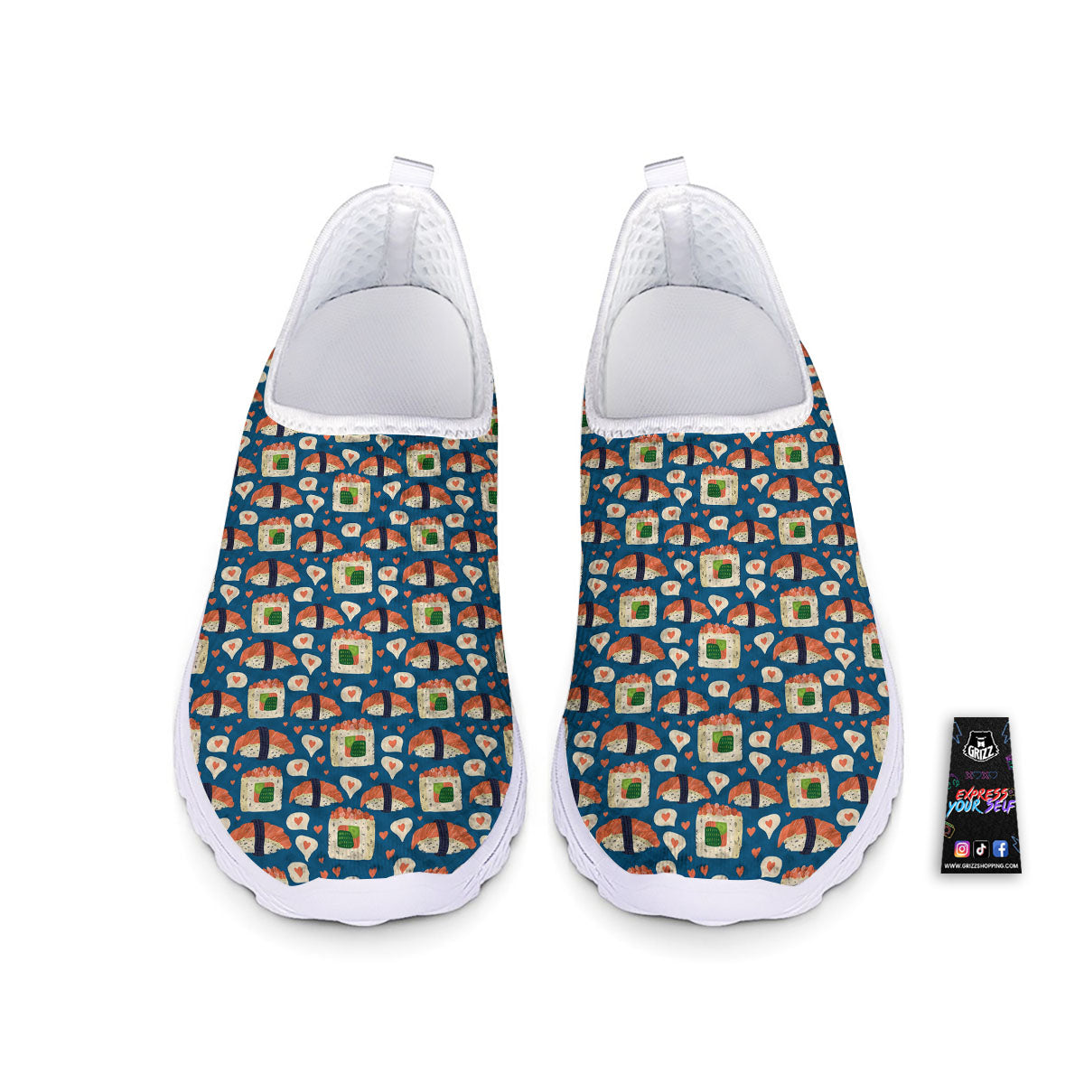 Sushi Doodle Japanese Print Pattern Nurse Shoes-grizzshop
