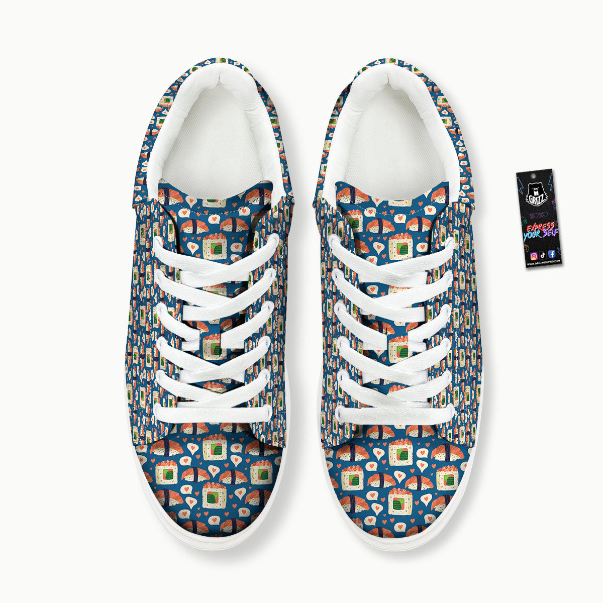 Sushi Doodle Japanese Print Pattern Platform Shoes-grizzshop