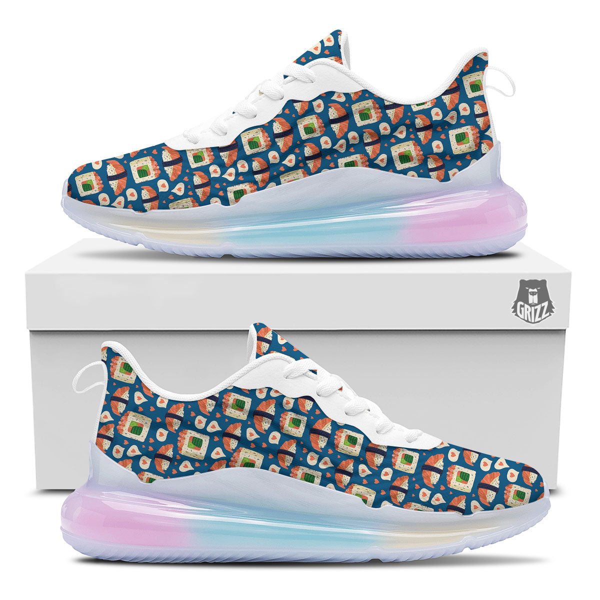 Sushi Doodle Japanese Print Pattern Running Sneakers-grizzshop