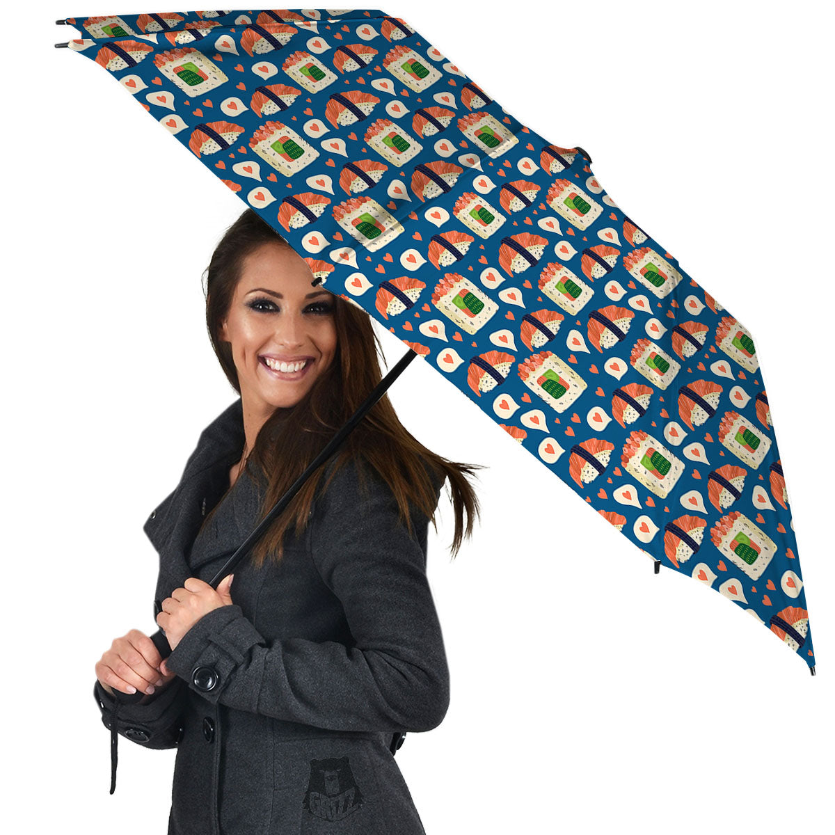 Sushi Doodle Japanese Print Pattern Umbrella-grizzshop