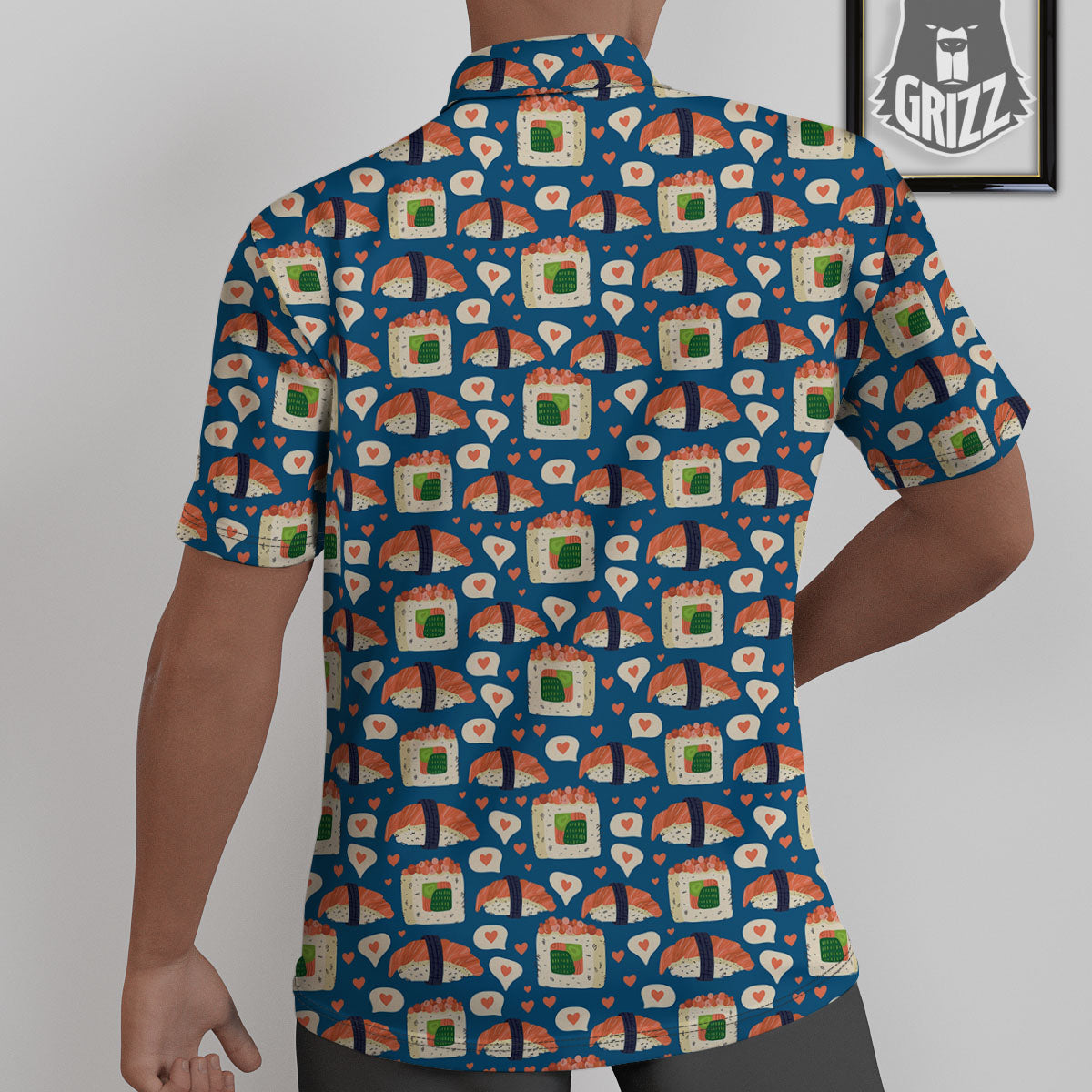 Sushi Doodle Japanese Print Pattern Untucked Shirts-grizzshop