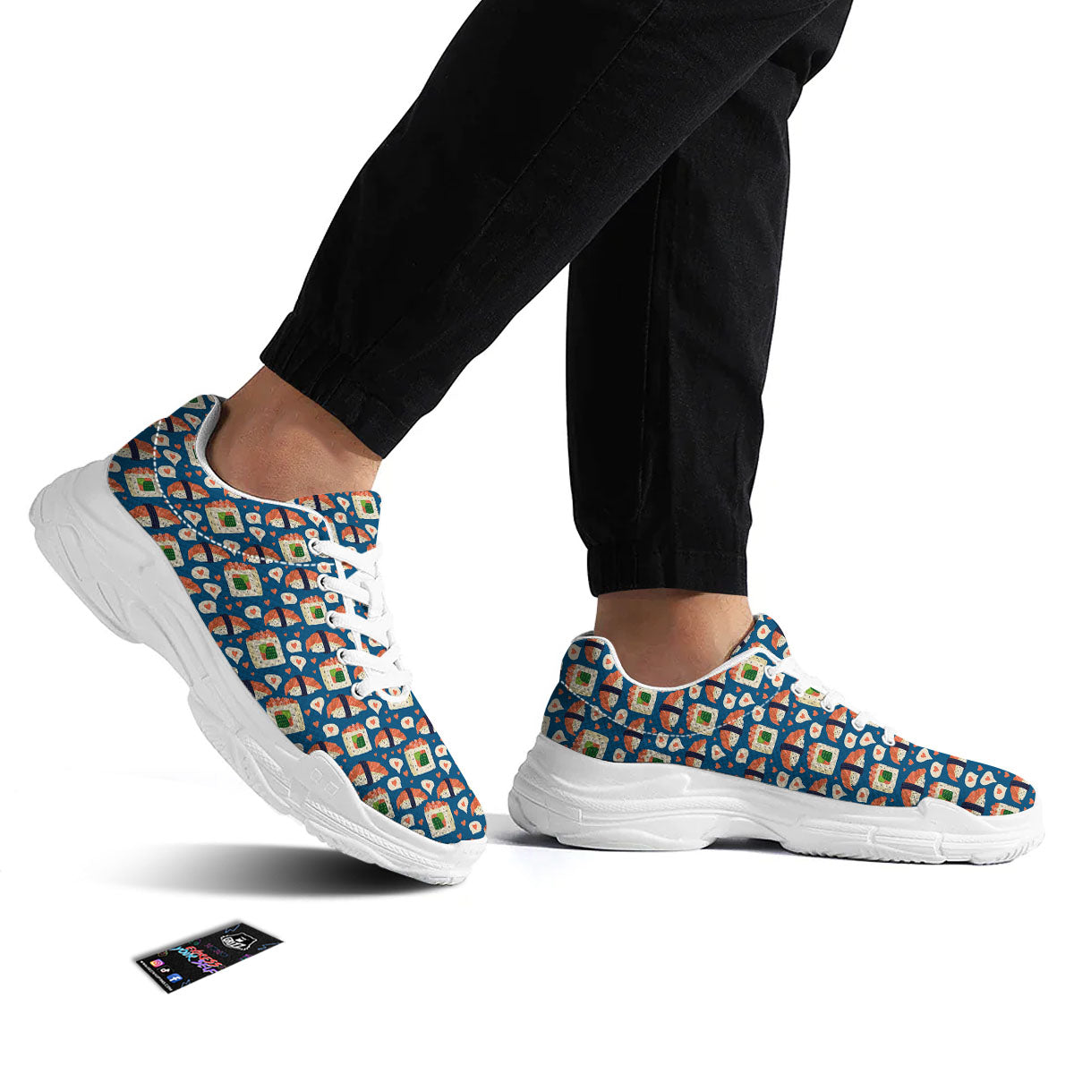 Sushi Doodle Japanese Print Pattern White Chunky Shoes-grizzshop