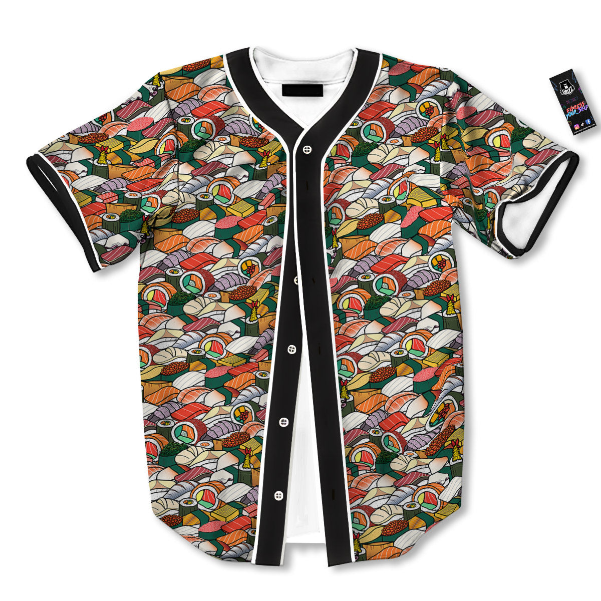 Sushi Japanese Colorful Print Pattern Baseball Jersey-grizzshop