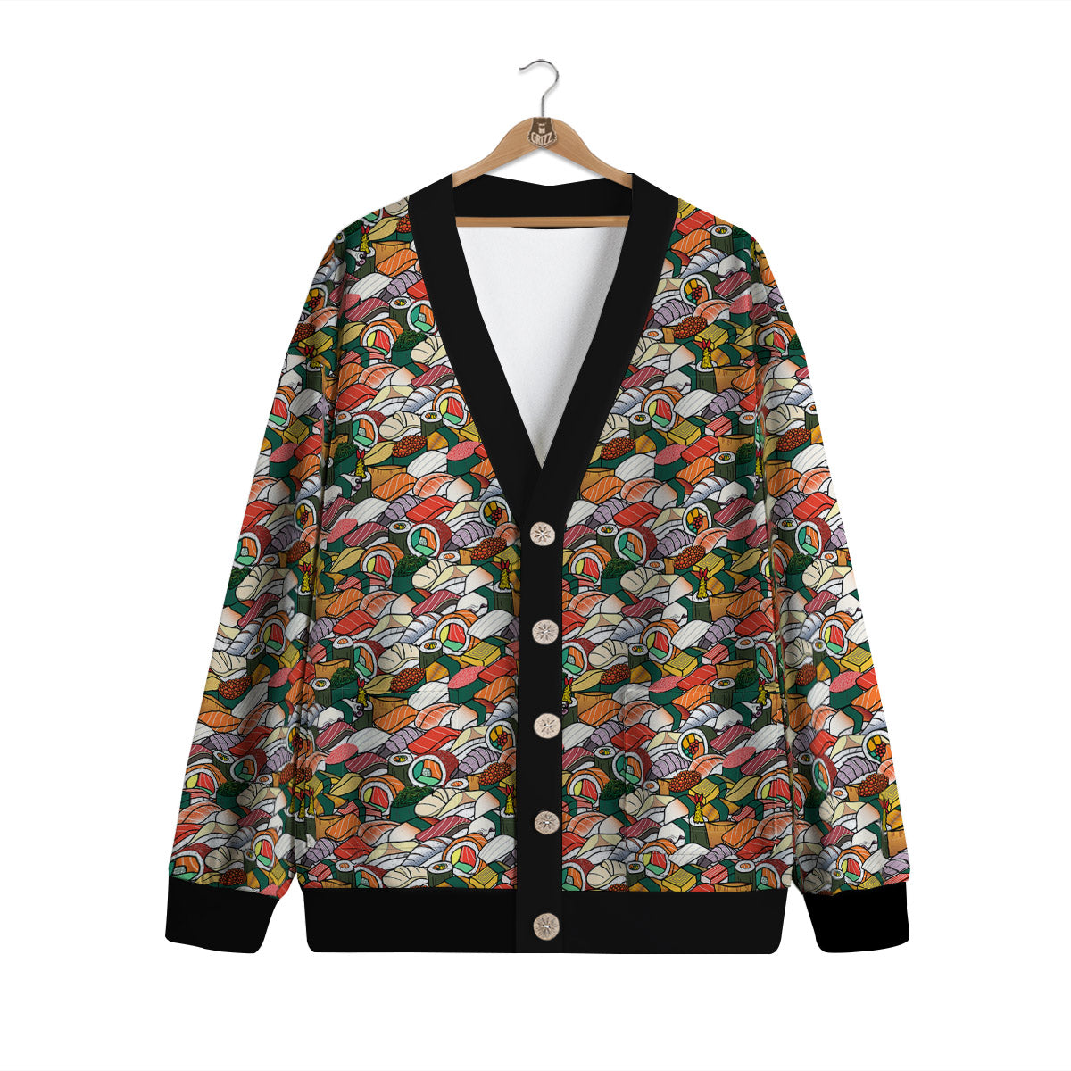 Sushi Japanese Colorful Print Pattern Cardigan-grizzshop