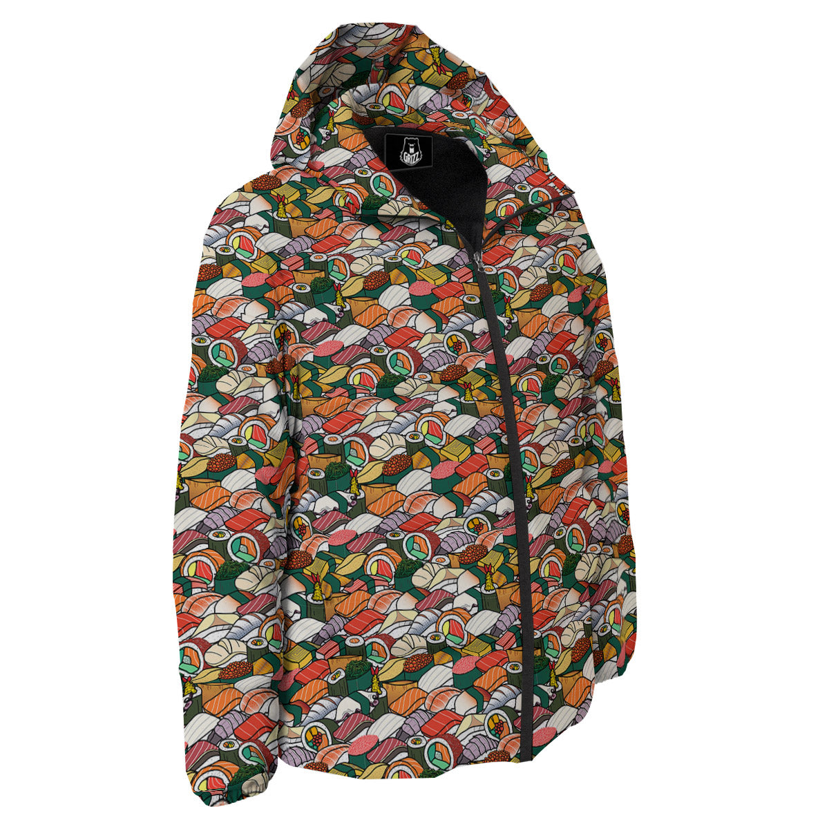 Sushi Japanese Colorful Print Pattern Down Jacket-grizzshop